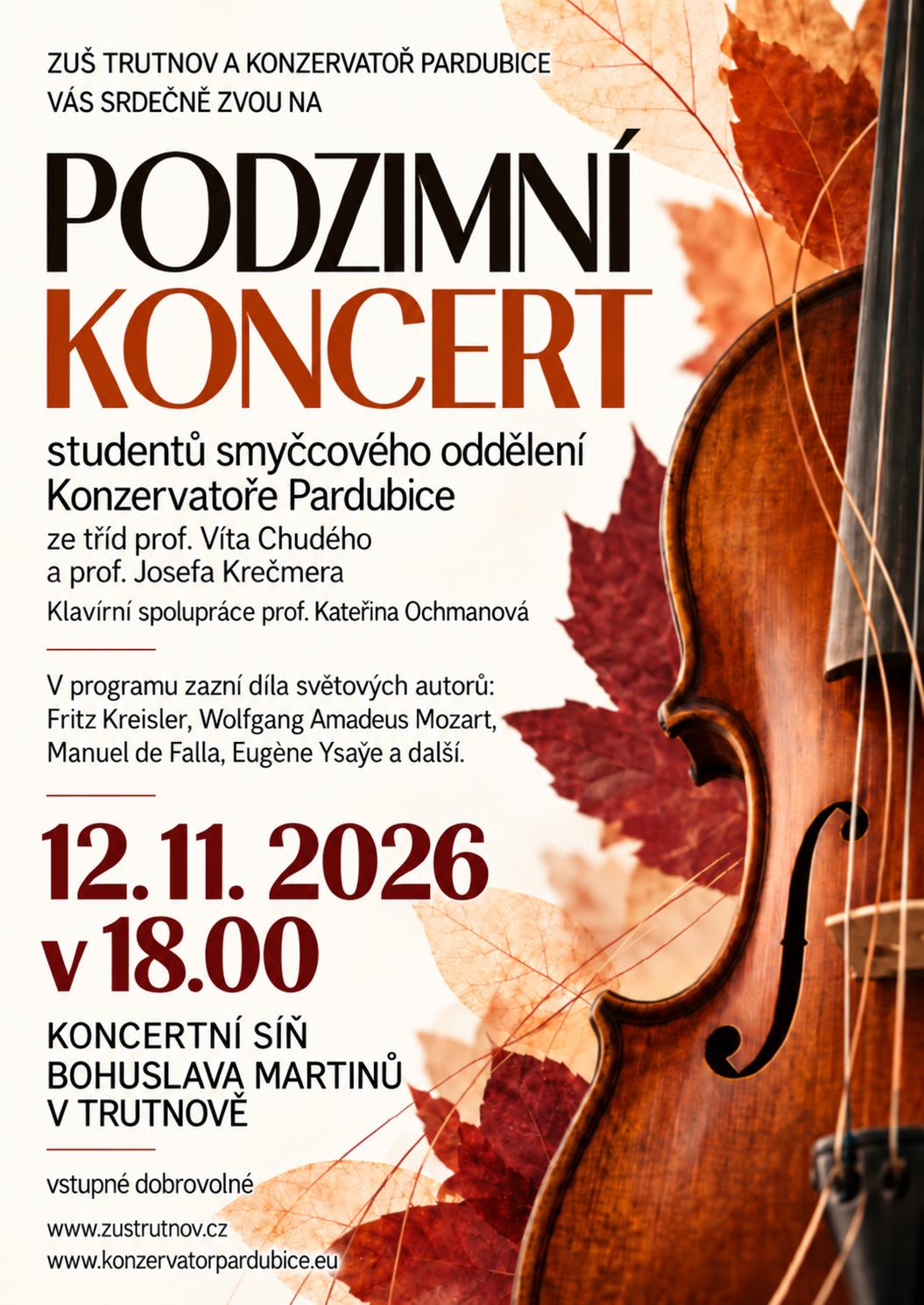 Podzimní koncert Konzervatoře Pardubice